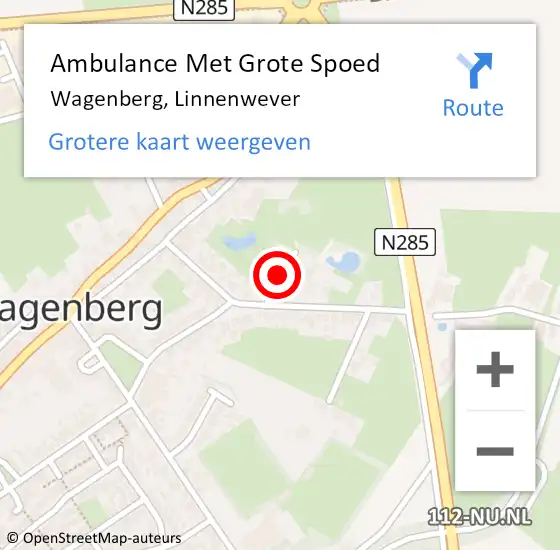 Locatie op kaart van de 112 melding: Ambulance Met Grote Spoed Naar Wagenberg, Linnenwever op 29 juli 2018 21:37