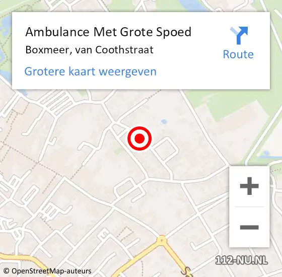 Locatie op kaart van de 112 melding: Ambulance Met Grote Spoed Naar Boxmeer, van Coothstraat op 29 juli 2018 22:47