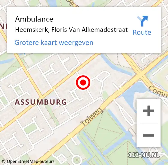 Locatie op kaart van de 112 melding: Ambulance Heemskerk, Floris Van Alkemadestraat op 29 juli 2018 23:11