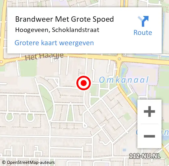 Locatie op kaart van de 112 melding: Brandweer Met Grote Spoed Naar Hoogeveen, Schoklandstraat op 29 juli 2018 23:33