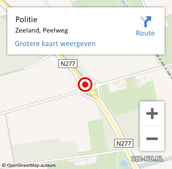 Locatie op kaart van de 112 melding: Politie Zeeland, Peelweg op 29 juli 2018 23:43