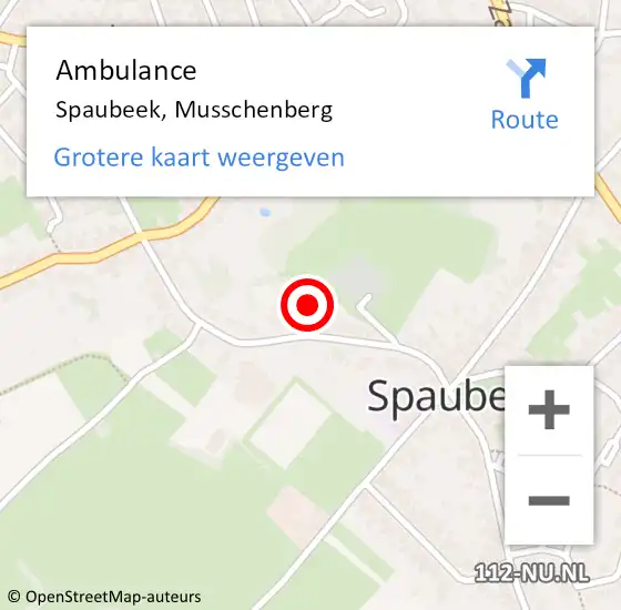 Locatie op kaart van de 112 melding: Ambulance Spaubeek, Musschenberg op 4 maart 2014 14:06