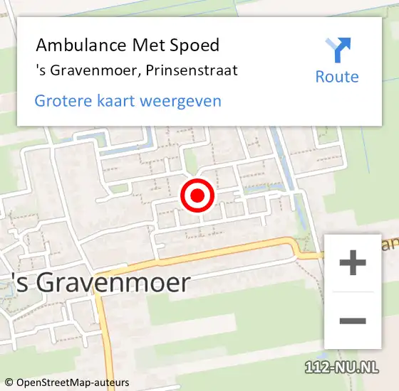 Locatie op kaart van de 112 melding: Ambulance Met Spoed Naar 's Gravenmoer, Prinsenstraat op 29 juli 2018 23:51