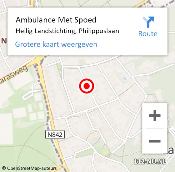 Locatie op kaart van de 112 melding: Ambulance Met Spoed Naar Heilig Landstichting, Philippuslaan op 30 juli 2018 01:23