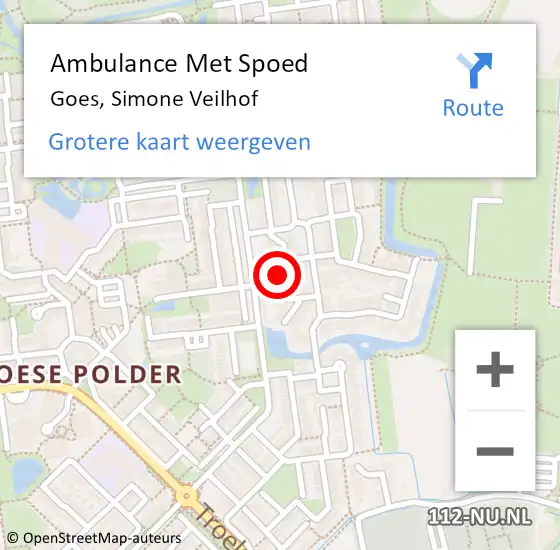 Locatie op kaart van de 112 melding: Ambulance Met Spoed Naar Goes, Simone Veilhof op 30 juli 2018 02:37