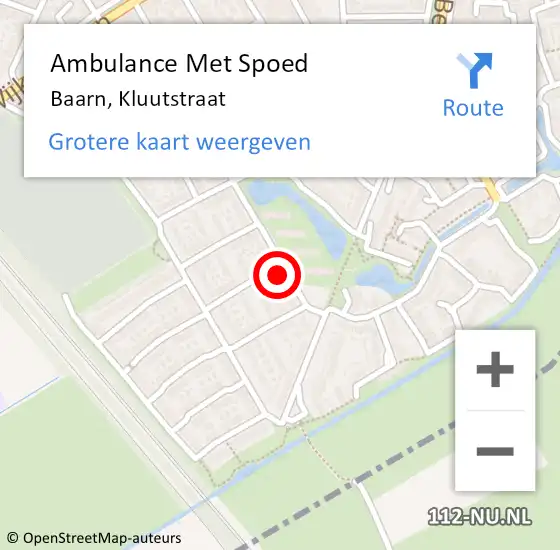 Locatie op kaart van de 112 melding: Ambulance Met Spoed Naar Baarn, Kluutstraat op 30 juli 2018 02:51