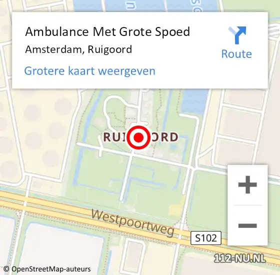 Locatie op kaart van de 112 melding: Ambulance Met Grote Spoed Naar Amsterdam, Ruigoord op 30 juli 2018 03:59