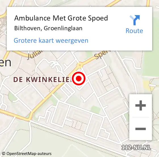 Locatie op kaart van de 112 melding: Ambulance Met Grote Spoed Naar Bilthoven, Spreeuwlaan op 30 juli 2018 04:14