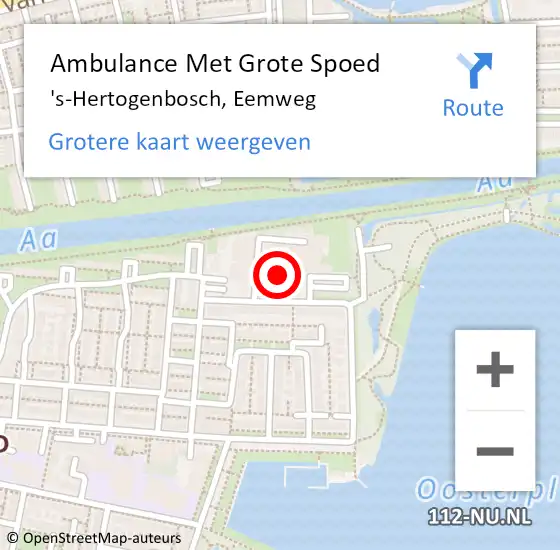 Locatie op kaart van de 112 melding: Ambulance Met Grote Spoed Naar 's-Hertogenbosch, Eemweg op 30 juli 2018 04:34