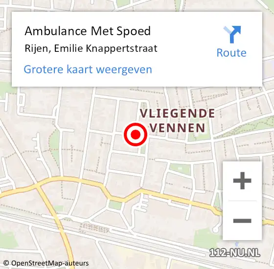 Locatie op kaart van de 112 melding: Ambulance Met Spoed Naar Rijen, Emilie Knappertstraat op 30 juli 2018 05:17