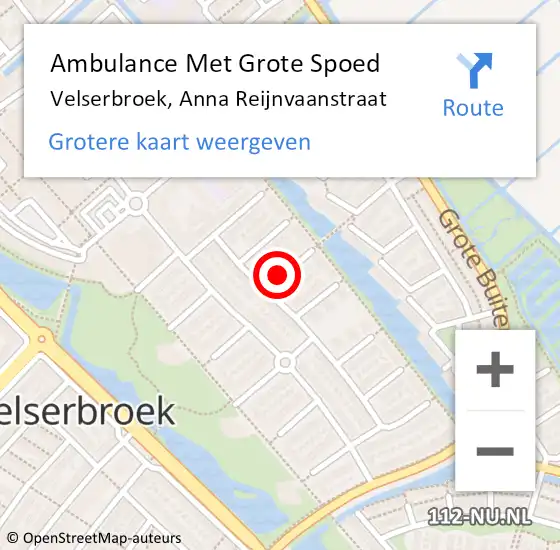 Locatie op kaart van de 112 melding: Ambulance Met Grote Spoed Naar Velserbroek, Anna Reijnvaanstraat op 30 juli 2018 05:29