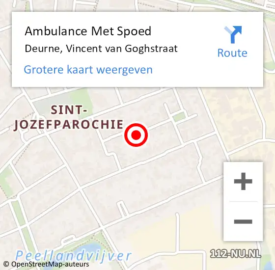 Locatie op kaart van de 112 melding: Ambulance Met Spoed Naar Deurne, Vincent van Goghstraat op 30 juli 2018 06:40