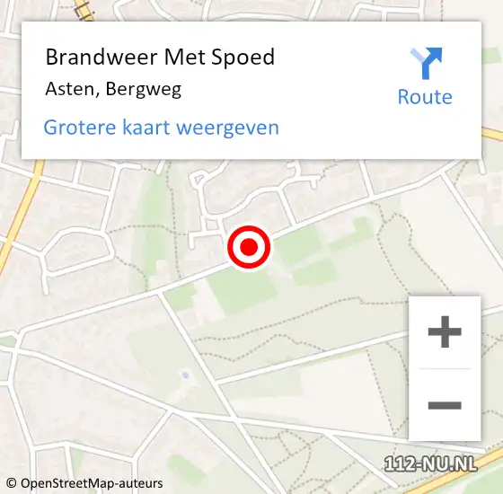 Locatie op kaart van de 112 melding: Brandweer Met Spoed Naar Asten, Bergweg op 30 juli 2018 07:05