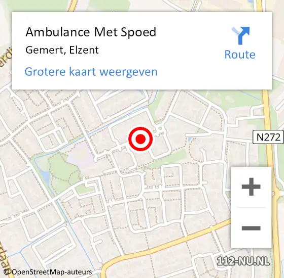 Locatie op kaart van de 112 melding: Ambulance Met Spoed Naar Gemert, Elzent op 30 juli 2018 08:31