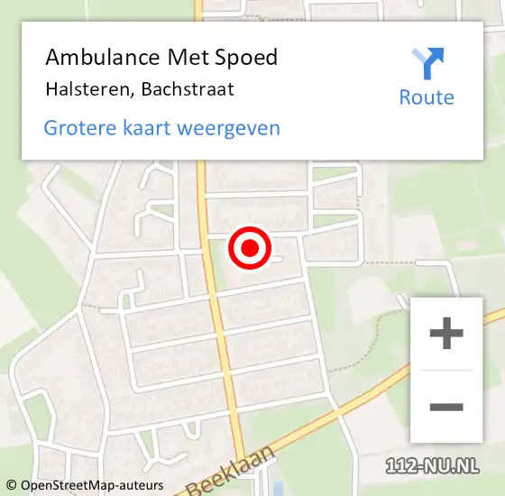 Locatie op kaart van de 112 melding: Ambulance Met Spoed Naar Halsteren, Bachstraat op 30 juli 2018 08:41