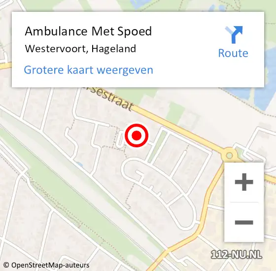 Locatie op kaart van de 112 melding: Ambulance Met Spoed Naar Westervoort, Hageland op 30 juli 2018 08:44