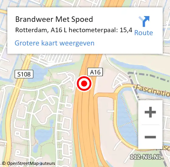 Locatie op kaart van de 112 melding: Brandweer Met Spoed Naar Rotterdam, A16 Re hectometerpaal: 19,4 op 30 juli 2018 08:54