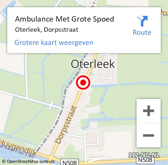 Locatie op kaart van de 112 melding: Ambulance Met Grote Spoed Naar Oterleek, Dorpsstraat op 30 juli 2018 09:33