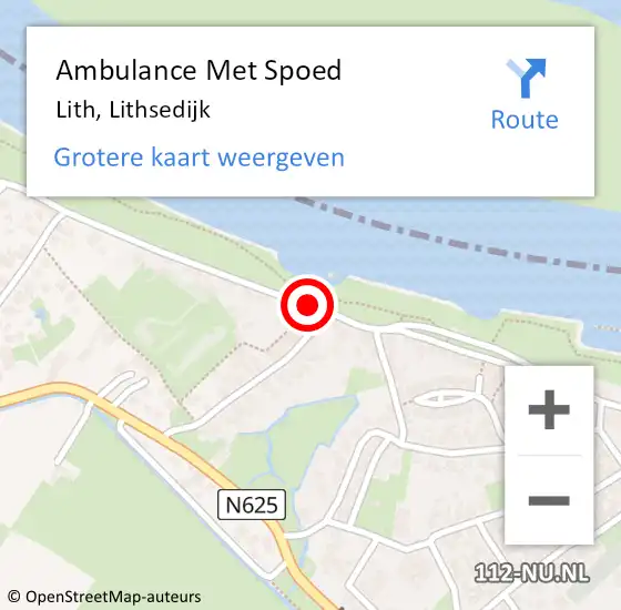 Locatie op kaart van de 112 melding: Ambulance Met Spoed Naar Lith, Lithsedijk op 30 juli 2018 09:40
