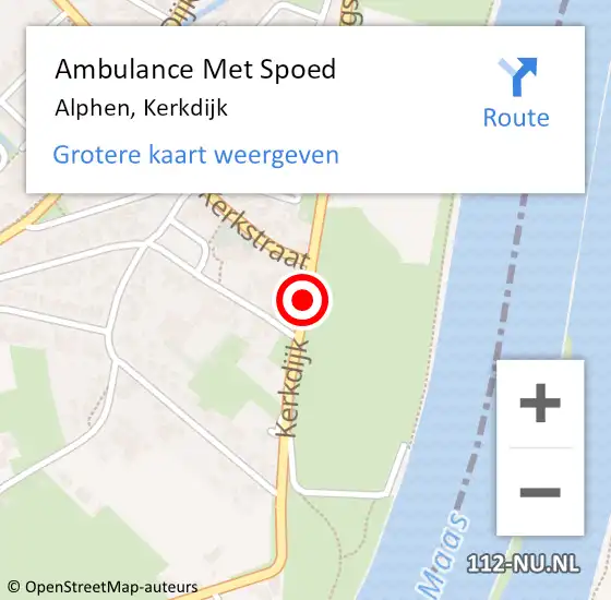 Locatie op kaart van de 112 melding: Ambulance Met Spoed Naar Alphen, Kerkdijk op 30 juli 2018 09:41