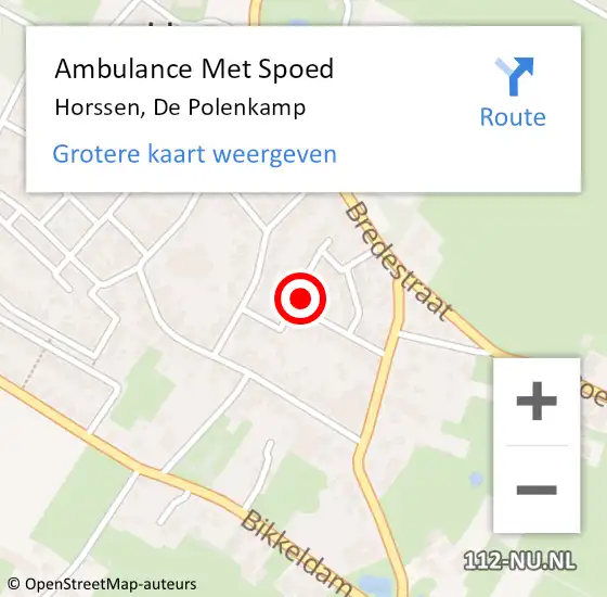 Locatie op kaart van de 112 melding: Ambulance Met Spoed Naar Horssen, De Polenkamp op 30 juli 2018 09:41