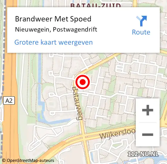 Locatie op kaart van de 112 melding: Brandweer Met Spoed Naar Nieuwegein, Postwagendrift op 4 maart 2014 14:37