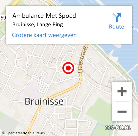 Locatie op kaart van de 112 melding: Ambulance Met Spoed Naar Bruinisse, Lange Ring op 30 juli 2018 10:10