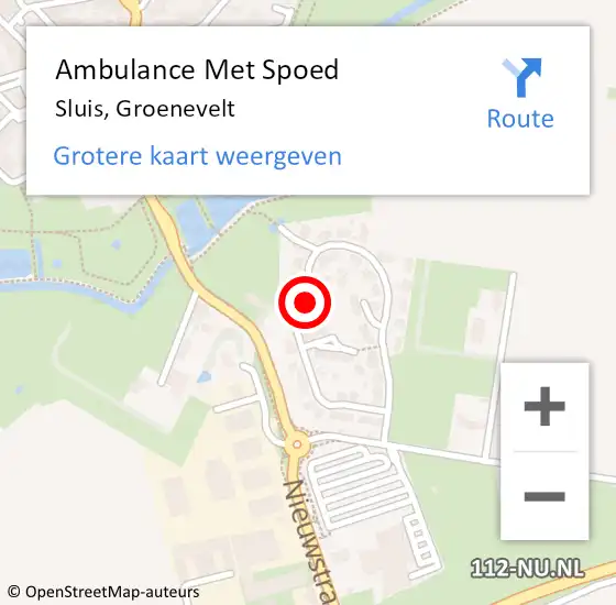 Locatie op kaart van de 112 melding: Ambulance Met Spoed Naar Sluis, Groenevelt op 30 juli 2018 10:15