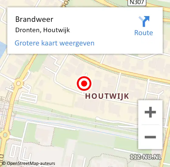 Locatie op kaart van de 112 melding: Brandweer Dronten, Houtwijk op 30 juli 2018 10:28