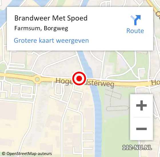 Locatie op kaart van de 112 melding: Brandweer Met Spoed Naar Farmsum, Borgweg op 30 juli 2018 10:35