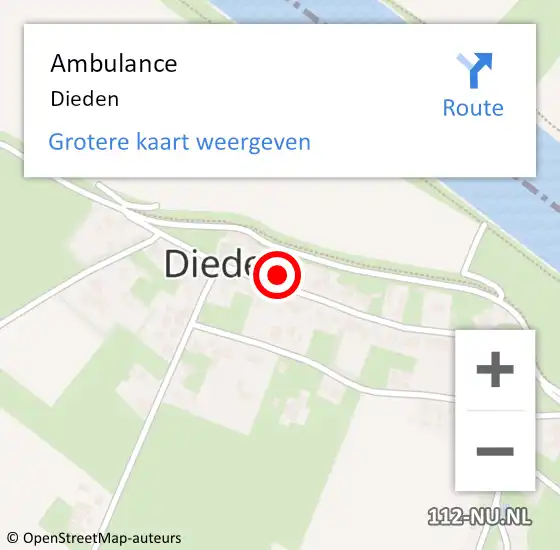 Locatie op kaart van de 112 melding: Ambulance Dieden op 30 juli 2018 11:09