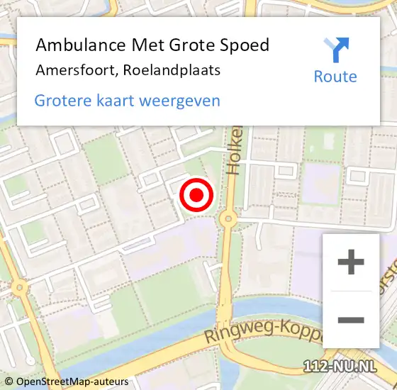 Locatie op kaart van de 112 melding: Ambulance Met Grote Spoed Naar Amersfoort, Roelandplaats op 30 juli 2018 11:42