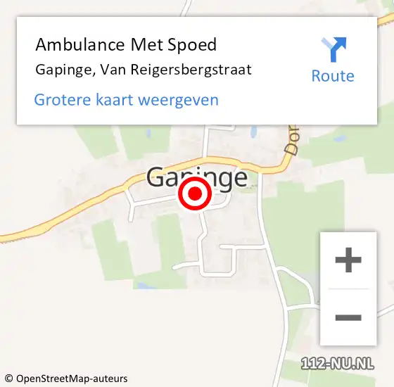 Locatie op kaart van de 112 melding: Ambulance Met Spoed Naar Gapinge, Van Reigersbergstraat op 30 juli 2018 12:07