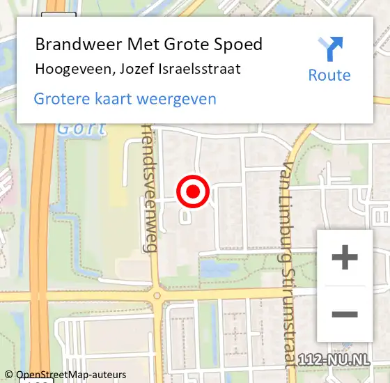 Locatie op kaart van de 112 melding: Brandweer Met Grote Spoed Naar Hoogeveen, Jozef Israelsstraat op 30 juli 2018 12:22