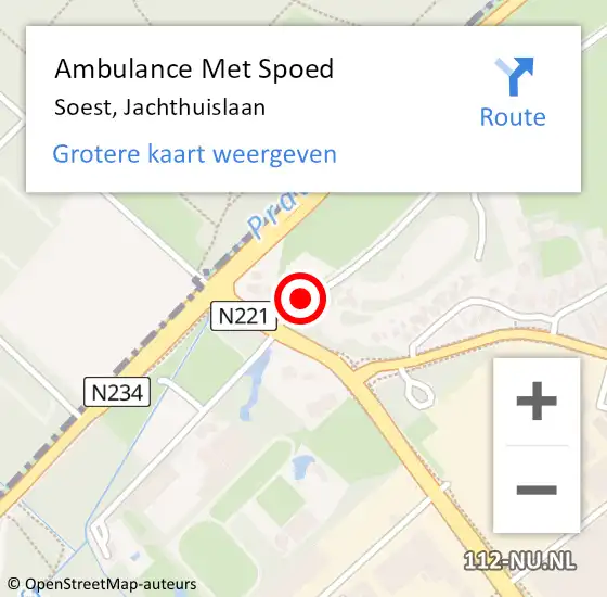 Locatie op kaart van de 112 melding: Ambulance Met Spoed Naar Soest, Jachthuislaan op 30 juli 2018 12:37