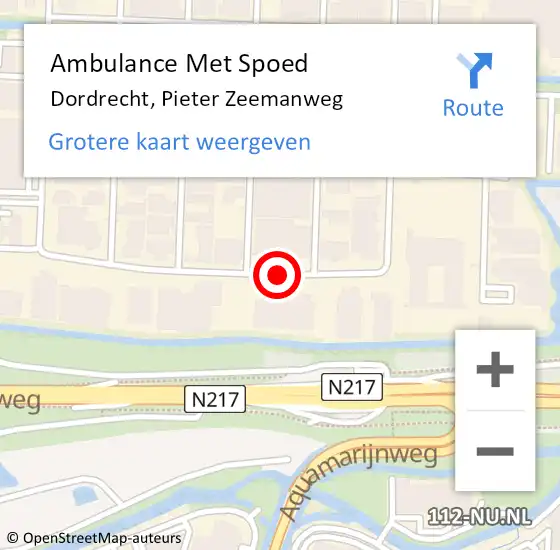 Locatie op kaart van de 112 melding: Ambulance Met Spoed Naar Dordrecht, Pieter Zeemanweg op 30 juli 2018 13:05