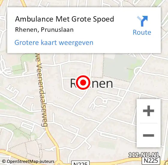 Locatie op kaart van de 112 melding: Ambulance Met Grote Spoed Naar Rhenen, Prunuslaan op 30 juli 2018 13:05