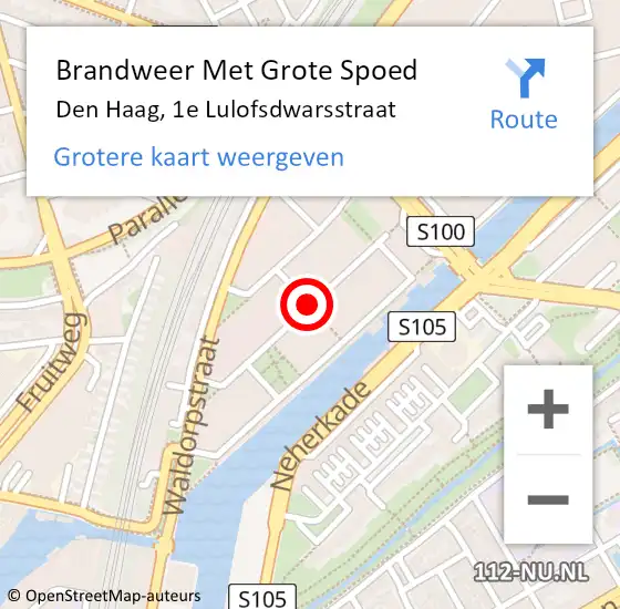 Locatie op kaart van de 112 melding: Brandweer Met Grote Spoed Naar Den Haag, 1e Lulofsdwarsstraat op 30 juli 2018 13:19