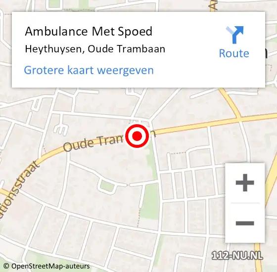 Locatie op kaart van de 112 melding: Ambulance Met Spoed Naar Heythuysen, Oude Trambaan op 30 juli 2018 14:22