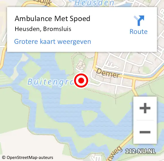 Locatie op kaart van de 112 melding: Ambulance Met Spoed Naar Heusden, Bromsluis op 30 juli 2018 14:37