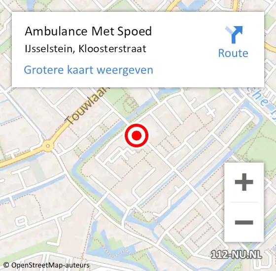 Locatie op kaart van de 112 melding: Ambulance Met Spoed Naar IJsselstein, Kloosterstraat op 30 juli 2018 14:54