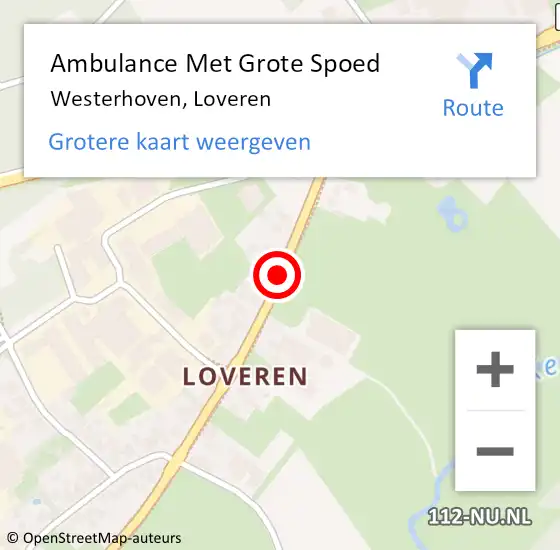 Locatie op kaart van de 112 melding: Ambulance Met Grote Spoed Naar Westerhoven, Loveren op 30 juli 2018 15:06