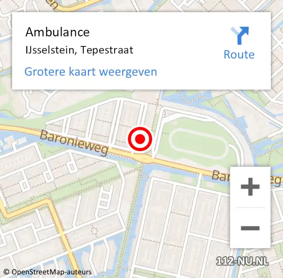 Locatie op kaart van de 112 melding: Ambulance IJsselstein, Tepestraat op 30 juli 2018 15:10