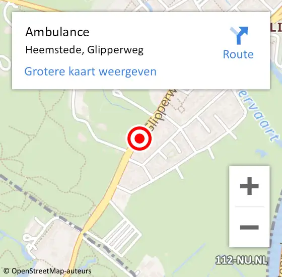 Locatie op kaart van de 112 melding: Ambulance Heemstede, Glipperweg op 30 juli 2018 15:28