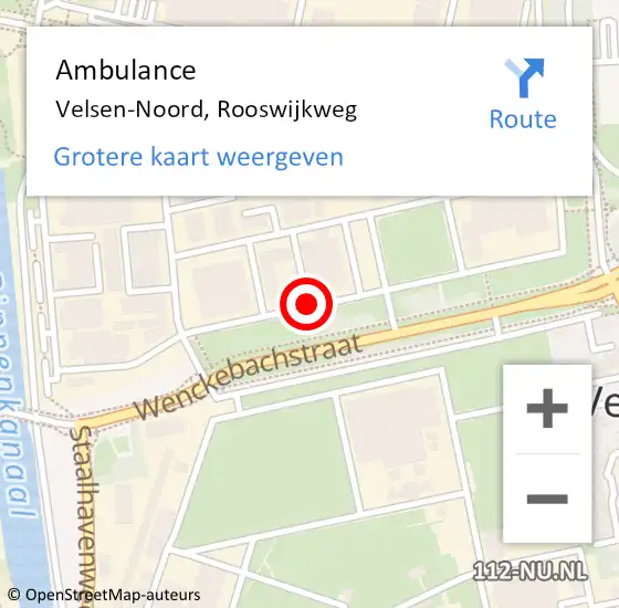 Locatie op kaart van de 112 melding: Ambulance Velsen-Noord, Rooswijkweg op 30 juli 2018 15:51