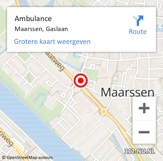 Locatie op kaart van de 112 melding: Ambulance Maarssen, Gaslaan op 30 juli 2018 15:52