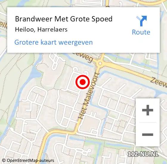 Locatie op kaart van de 112 melding: Brandweer Met Grote Spoed Naar Heiloo, Harrelaers op 30 juli 2018 15:52