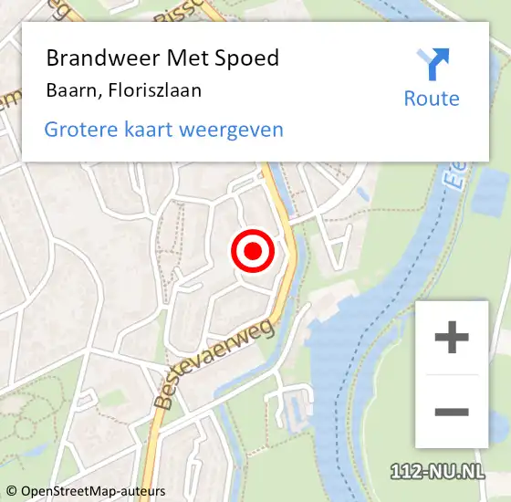 Locatie op kaart van de 112 melding: Brandweer Met Spoed Naar Baarn, Floriszlaan op 30 juli 2018 16:11