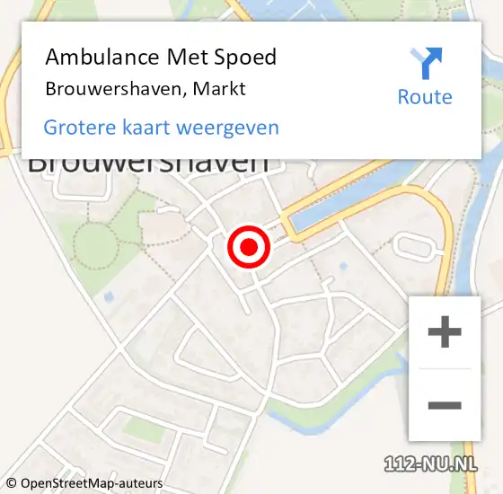 Locatie op kaart van de 112 melding: Ambulance Met Spoed Naar Brouwershaven, Markt op 30 juli 2018 17:08