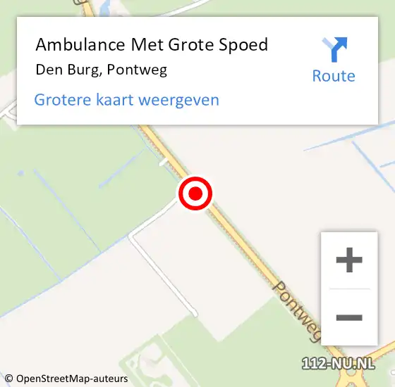 Locatie op kaart van de 112 melding: Ambulance Met Grote Spoed Naar Den Burg, Pontweg op 30 juli 2018 17:21